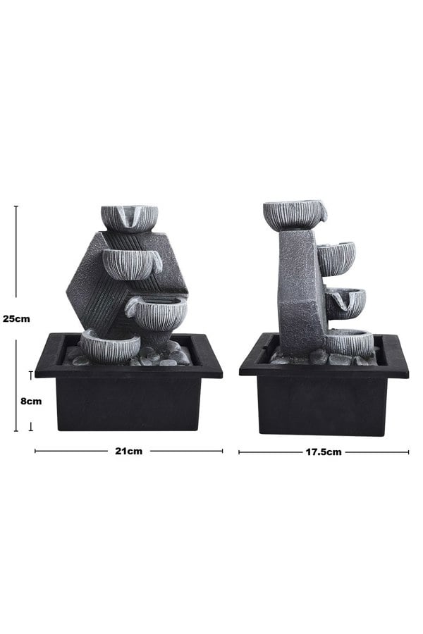 Living and Home Resin Feature Tabletop Water Fountain with LED Light