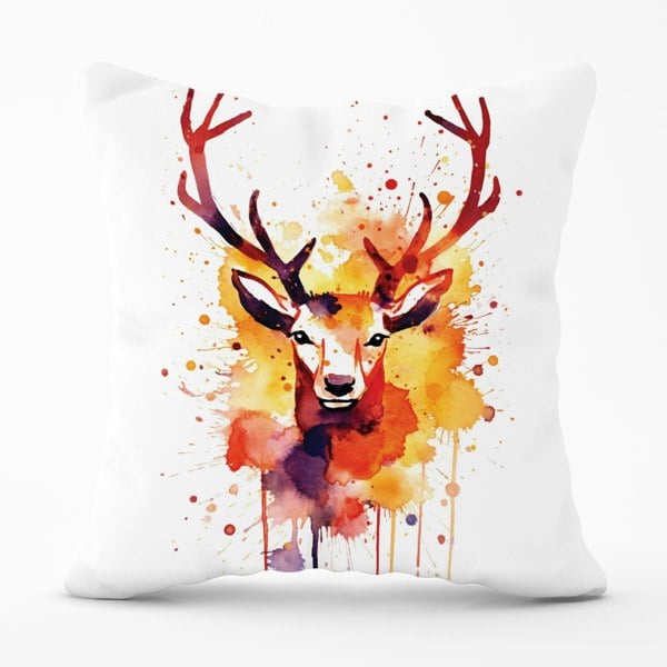 Warren Reed Watercolour Stag Face Cushions