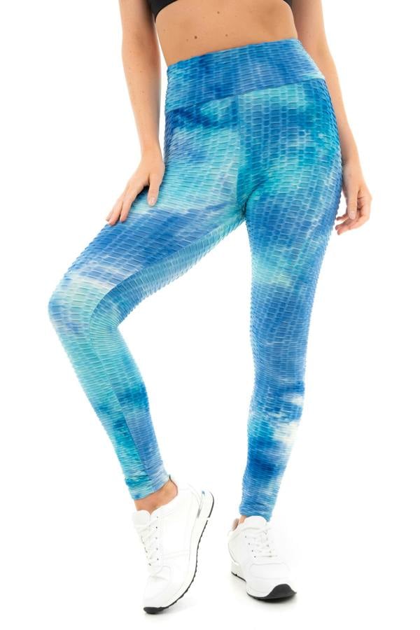 Smart Living Women's High Rise Tie Dye Honeycomb Waffle Leggings - Blue