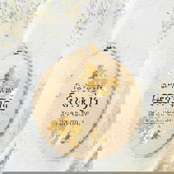 Personalised Memento Company Personalised Bee Round Wooden Decoration