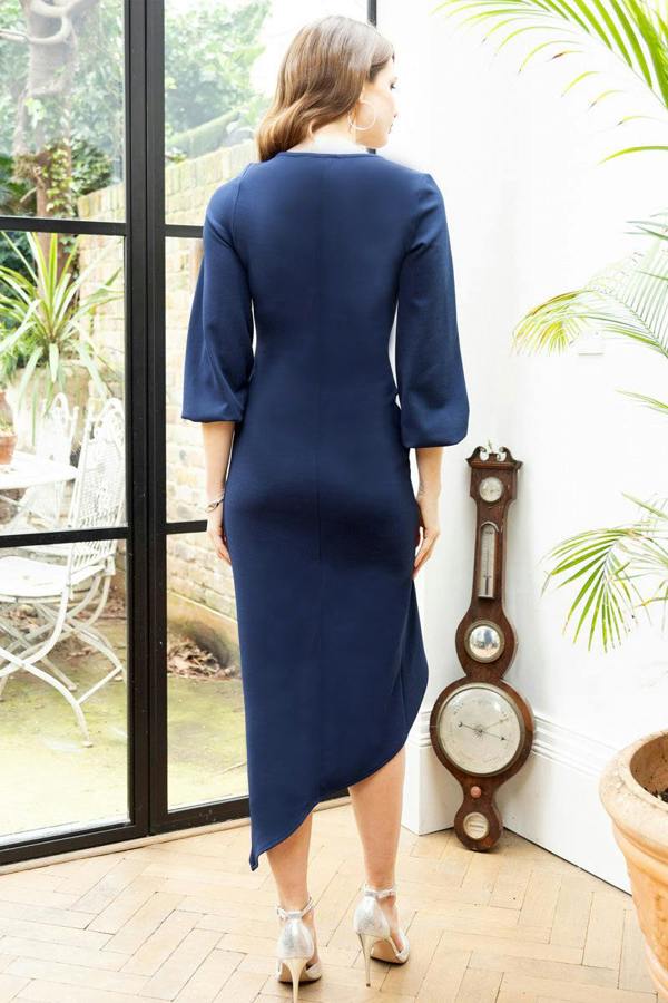 HotSquash Ruched Scuba Midi Dress