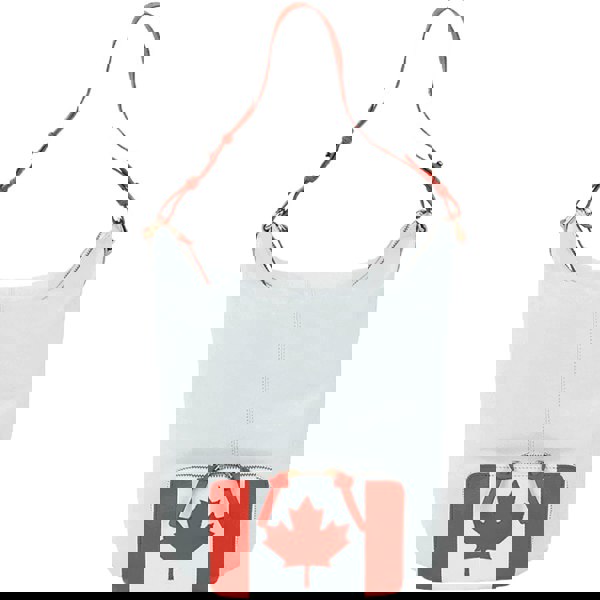 Assots London 'MAPLE' White Canadian Flag Designer Leather Tote Bag