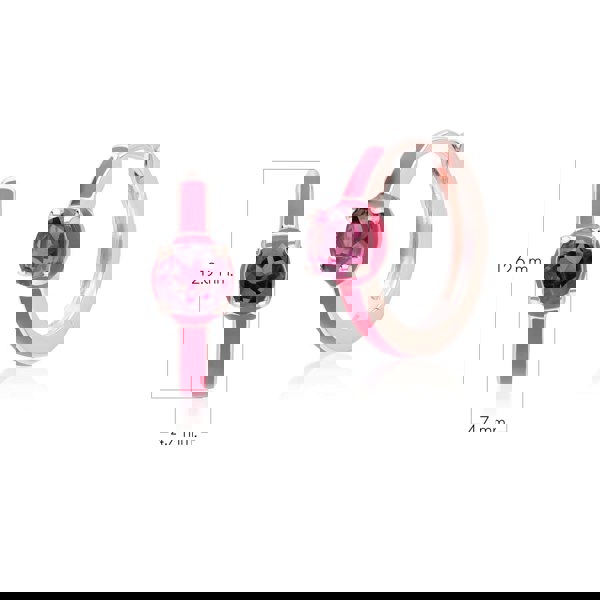 Gemondo Siberian Waltz Pink Enamel & Round Rhodolite Hoop Earrings In Rose Gold Vermeil