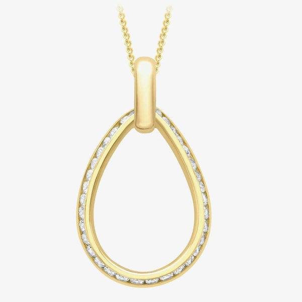 T. H. Baker 9ct Gold Cubic Zirconia Open Teardrop Pendant 1.68.3372