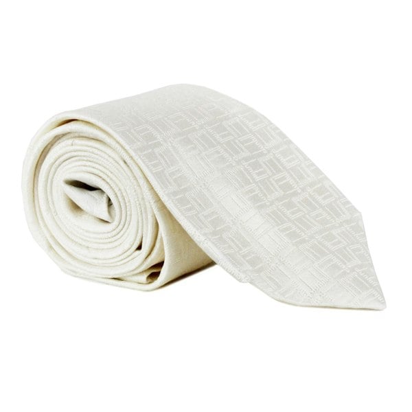 Dunhill geometric logo patterned silk tie in off white