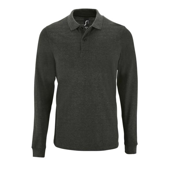 SOLS Mens Perfect Long Sleeve Pique Polo Shirt - Charcoal Marl
