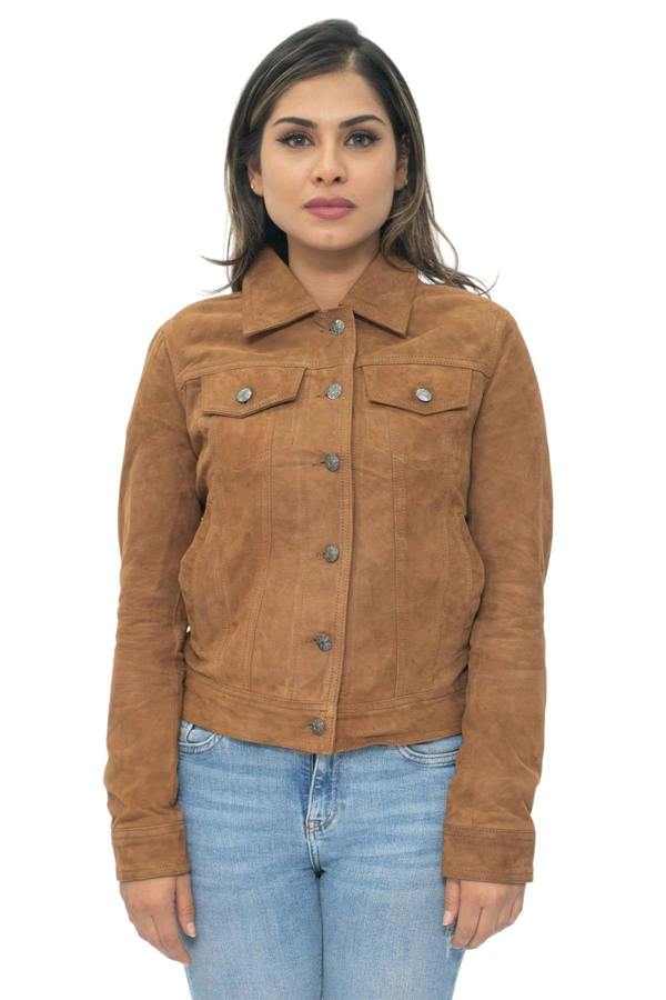 Infinity Leather Womens Goat Suede Trucker Jeans Jacket-Astoria