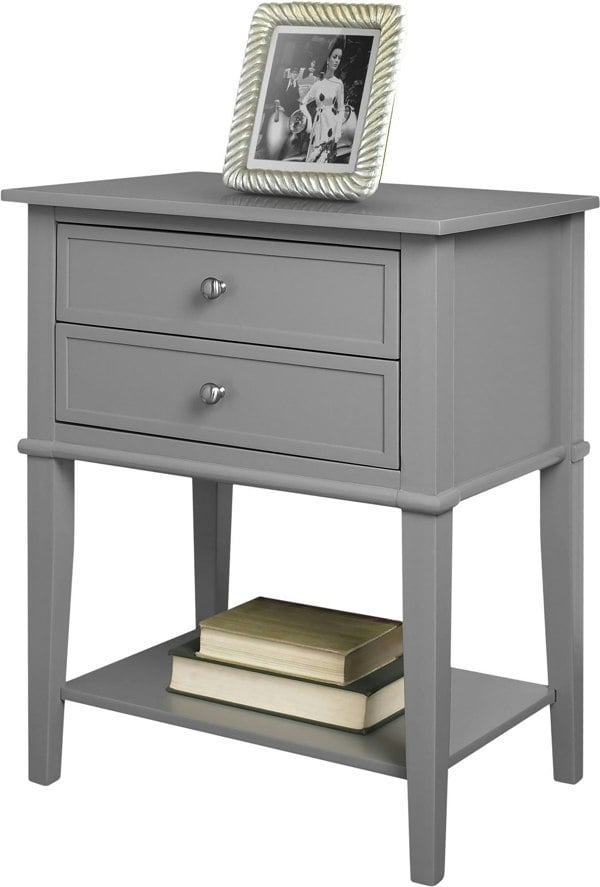 Dorel Home Franklin End Table with 2 Drawers Grey