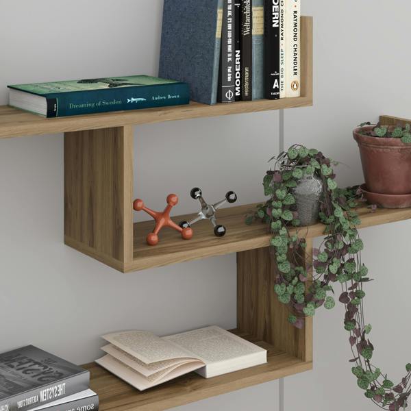 Decortie Modern Tibet Wall Mounted Shelf Floating Bookcase Display Unit 66.5x119x22cm