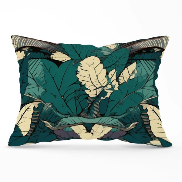 Warren Reed Green Beige Tropical Leaves Cushions