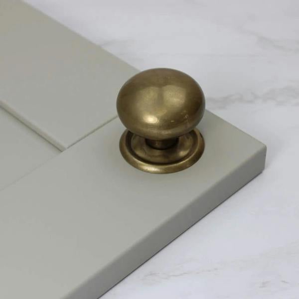 Hollow Antique Brass Cabinet Knob With Screw Plate - 38mm Diameter