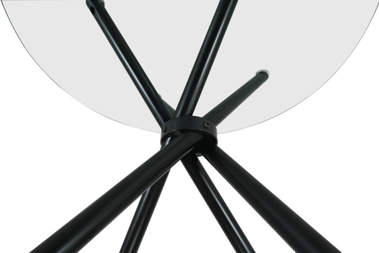 Outdoor Living New York Circle Glass Dining Table with starburst black legs