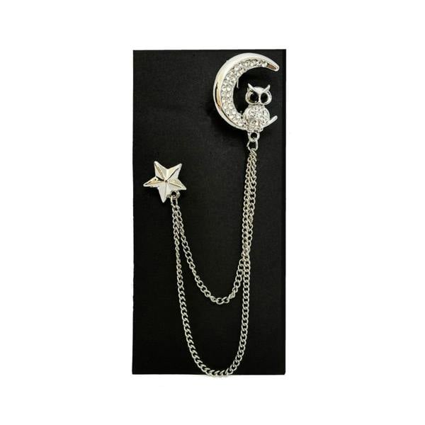 Owl At Night Lapel Chain Brooch