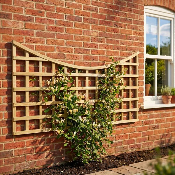 Premier Garden Supplies Standard Concave Top Fence Panel Topper Garden Trellis 6ft x 1-5ft Curved Privacy Lattice Panels for Fencing, Pergola, Patio - Wood - 3, 4 or 5 - 4 Pack Height: 3ft x Width: 6ft (182.8cm) x 4 Pack