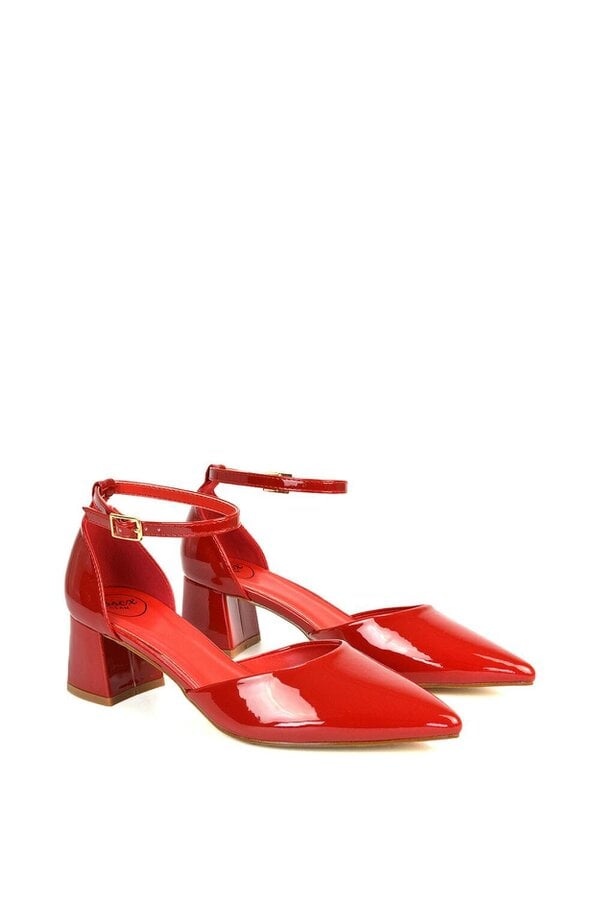 XY LONDON Low Block Heel Court Shoes With Pointed Toe