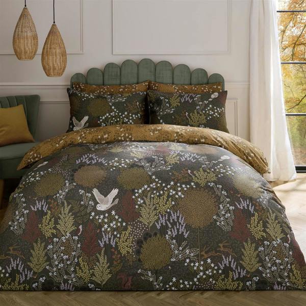 Sara Miller Owl Forest Deep Olive Duvet Cover Set