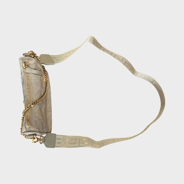 Versace Hobo Medusa Floral Shoulder Bag Beige