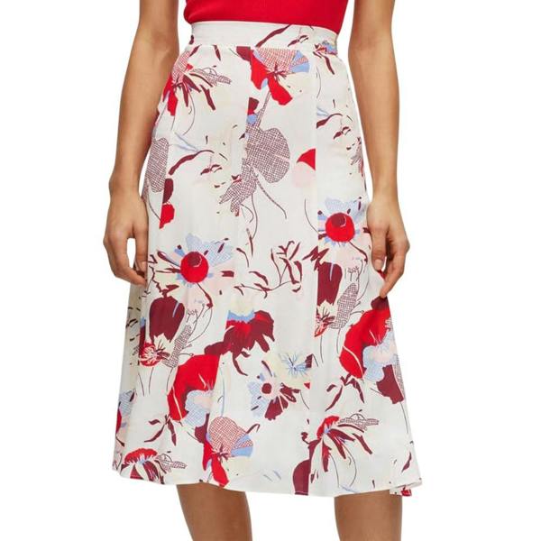 Boss Womens/Ladies Vallua High Waist Midi Skirt - Floral - 