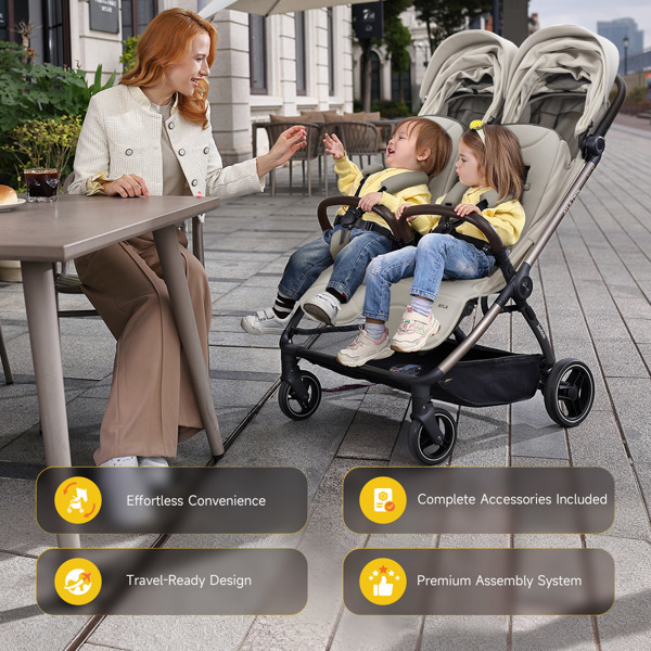 JoviKids Ayla Twin Stroller - Dawn Beige
