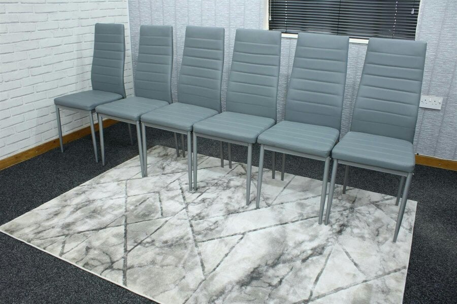 Kosy Koala Leather Dining Chairs Set of 6 Grey Kitchen Chairs