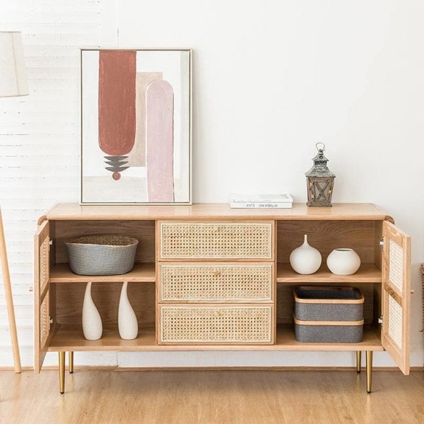 Emmie Sideboard, Natural Rattan & Ash Esche Wood-Weilai Concept-Weilai Concept