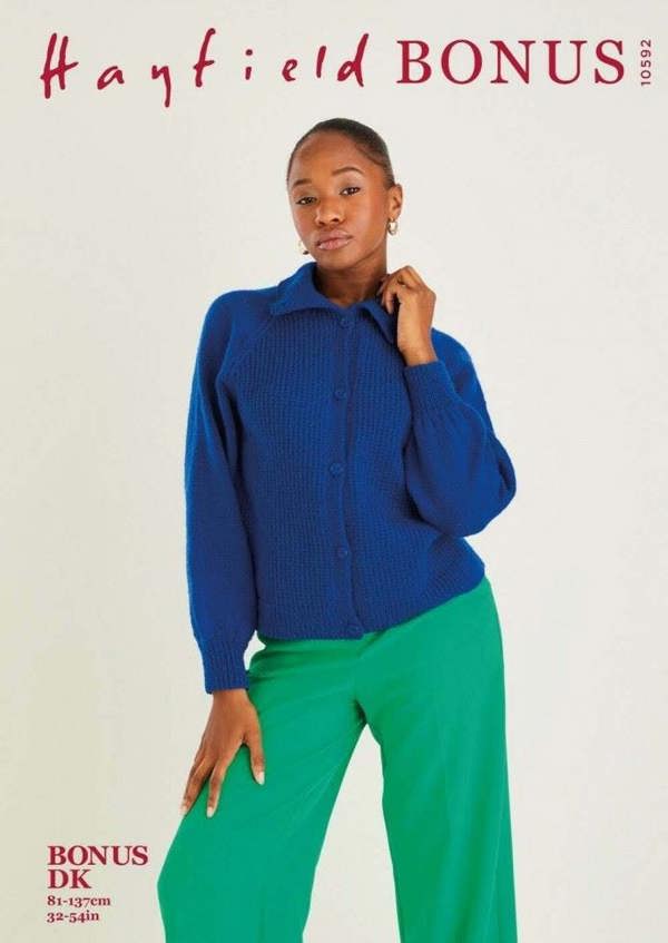 Hayfield Bonus DK Knitting Pattern 10592, Cardigans for Women, 32 - 54 Inches - Intermediate