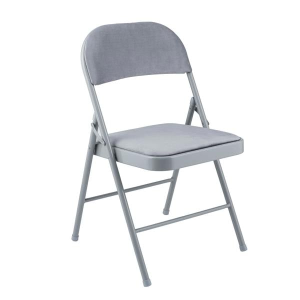 A.Unique Home Premium Metal Velvet Folding Chair - (1 x Chair - Grey)