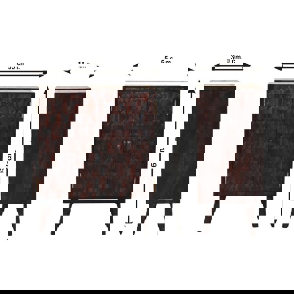 Artisan Furniture Solid Wood Mini Pineapple Carved Light Walnut Cabinet