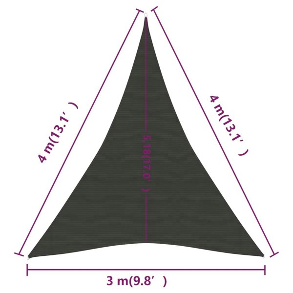 Berkfield Sunshade Sail 160 g/m�__ Anthracite 3x4x4 m HDPE