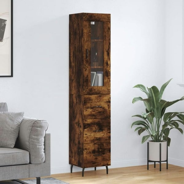 Berkfield Highboard Smoked Oak 34.5x34x180 cm Engineered Wood