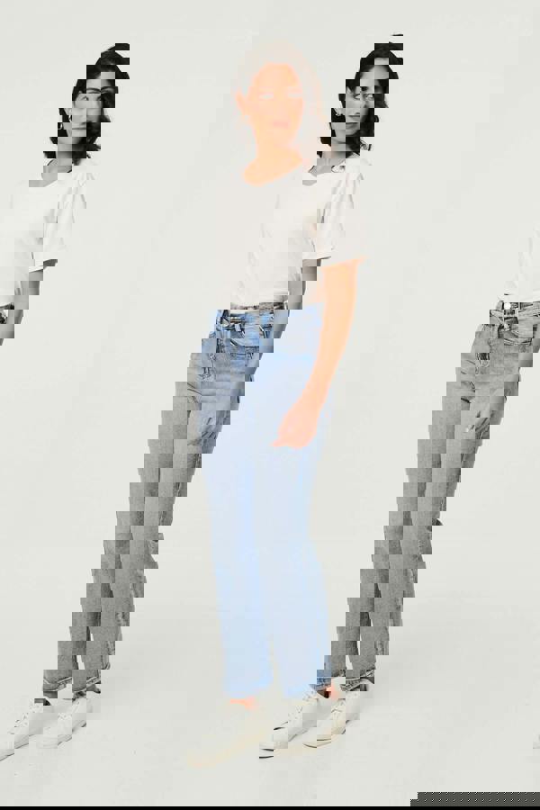 Blue | High Waist Straight Fit Faded Jeans