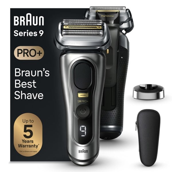 Braun Series Series 9 PRO+ Electric Shaver, Charging Stand, Wet & Dry Shaver - Silver (9417s)