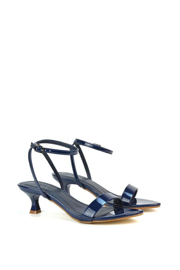 XY LONDON Kitten Low Heel Strappy Sandal Two Part Heeled Shoes