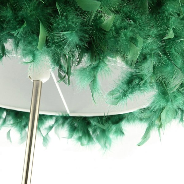 Modern and Chic Real Green Feather Floor Lamp with Satin Nickel Base and Switch Image 8