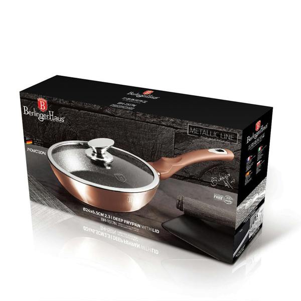 Berlinger Haus BH-1517 Rose Gold Deep Frypan with Lid - Berlinger Haus