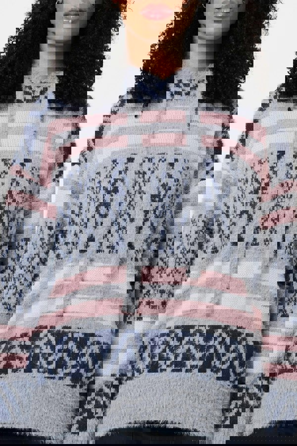 Grey | Ikat Print Relaxed Hooded Sweatshirt
