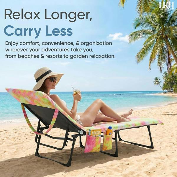 LKH HOME COLLECTION Sun Lounger Towels with Pockets & Shoulder Strap - 210x75CM Microfibre Beach Towel for Recliner for Pool Chairs