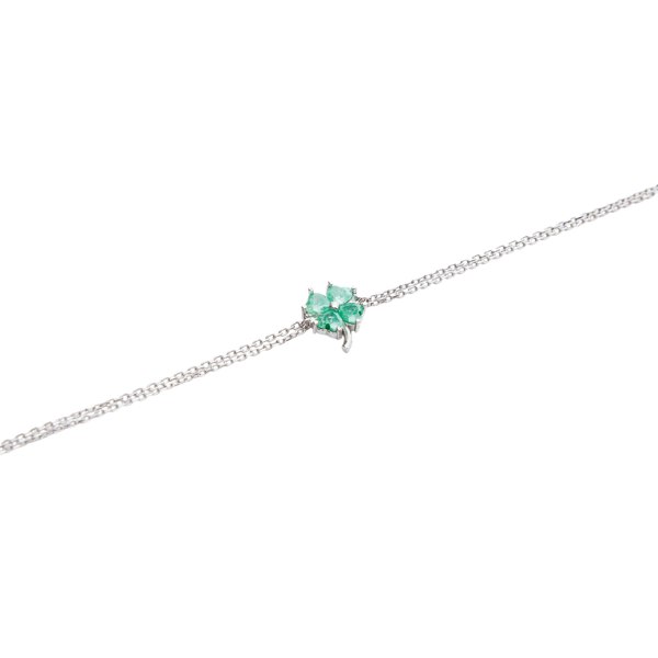 Spero London Sterling Silver Four Leaves Clover Bracelet - Green