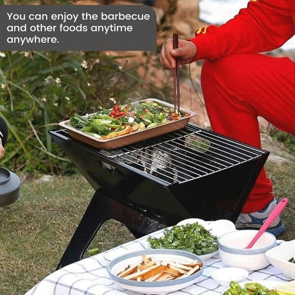 Dyzi Foldable Charcoal BBQ Grill 44x29cm Portable Camping Barbecue