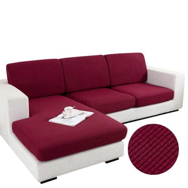 Anyhouz Anyseat Sofa Cover Wine Red Polyester Thick Stretchable Cushion For Living Room 1Pc Back Cushion