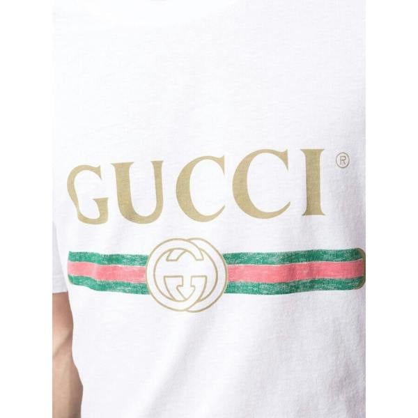 Gucci Classic Interlock Printed Logo T-Shirt   in  White