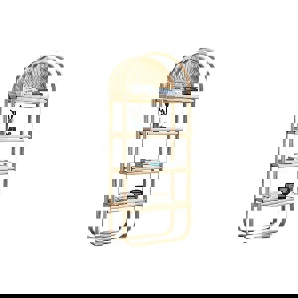 Derek Rattan Bookcase, Shelving Unit, Oak-Weilai Concept-Weilai Concept