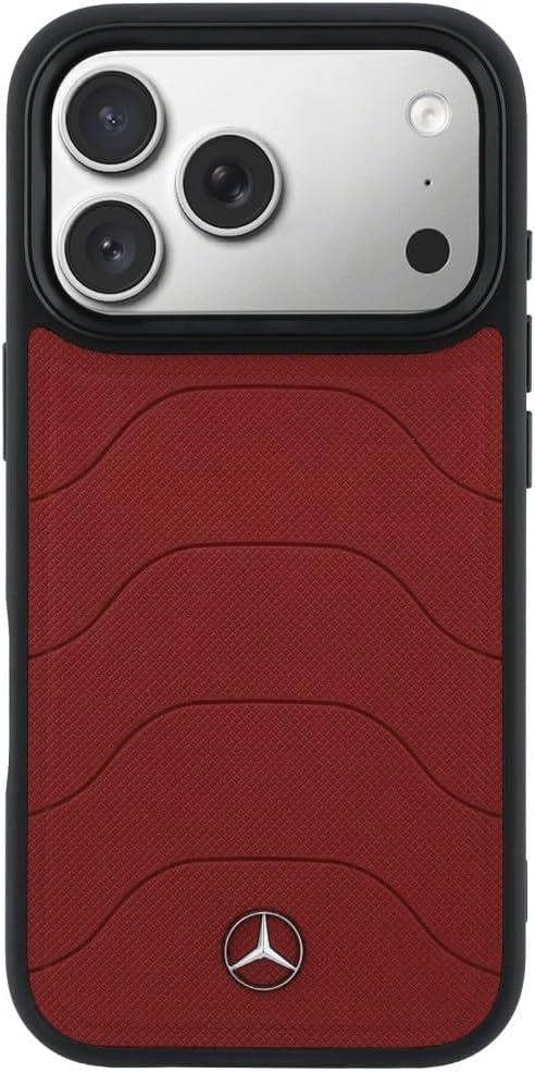 Mercedes Benz Bow Line Leather Case with MagSafe for iPhone 17 Pro 6.3" Red - MEHMP17L25PMERCR