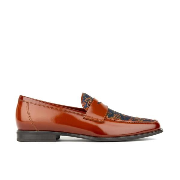 Embassy London Henry - Tan & Blue Flower - Men's Leather Loafer