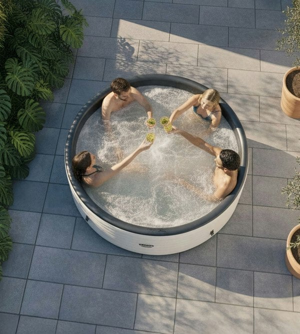 Wave Ontario | 4/6 Person Round Drop Stitch Hot Tub | Herringbone | UKCA