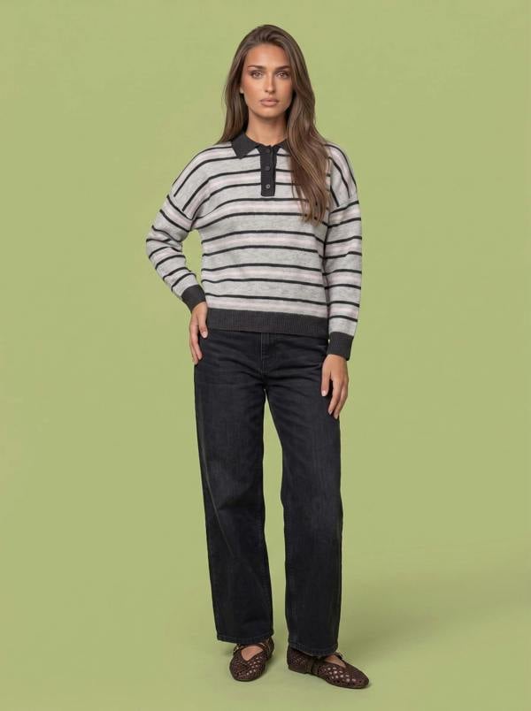 Urban Bliss Wool Blend Stripe Contrast Rugby Jumper
