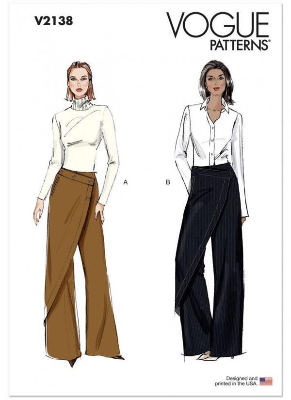 Vogue Sewing Pattern 2138, Trousers for Women, H5 (6-8-10-12-14) - Intermediate