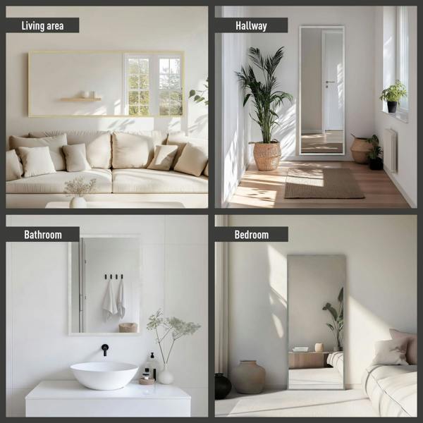 Nielsen Star Aluminium Wall Mirror - Rectangular - Grey