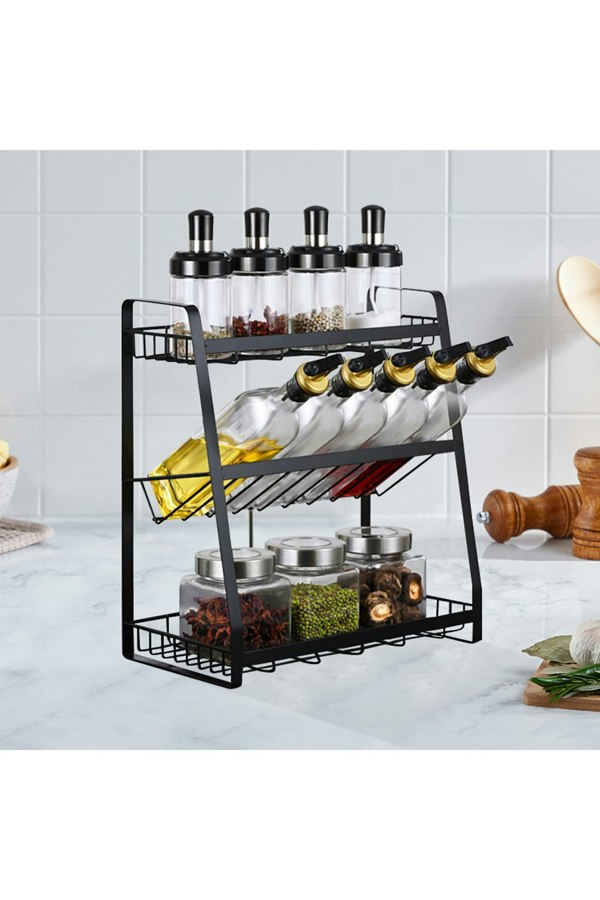 Living and Home 3-Tier Kitchen Freestanding Spice Rack Kitchen Utensils Storage Shelf Holder Organizer
