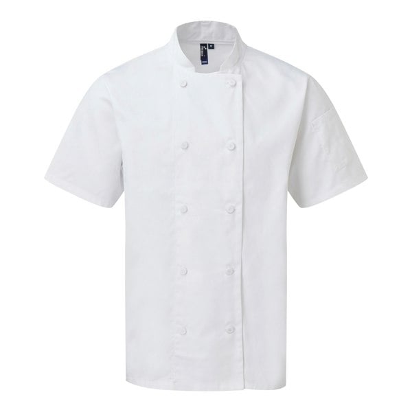 Premier Mens Coolchecker Short-Sleeved Chef Jacket - White
